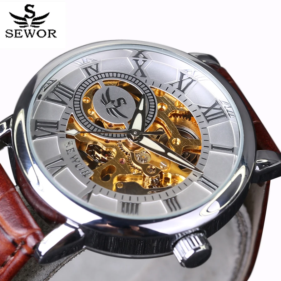 Элитный бренд классический Дизайн Скелет Мужские Часы Мода Montre Homme Повседневное