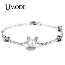 UMODE милый кот ухо жемчужный браслет с подвеской Регулируемый для женщин аксессуары ювелирные браслеты для подарков pulseras mujer moda UB0143