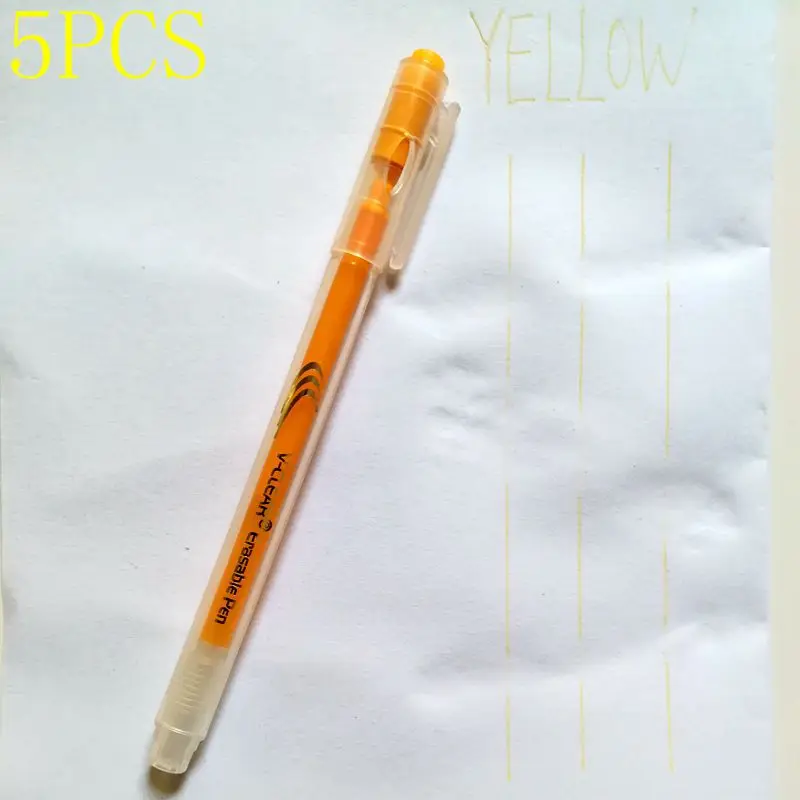 VCLEAR 0,7 мм 5 шт. стираемая ручка унисекс Волшебная гелевая ручка Канцтовары офисный школьный принадлежности фрикционная ручка Милая Новинка Ручка frixion - Цвет: 5 pcs Yellow Pen