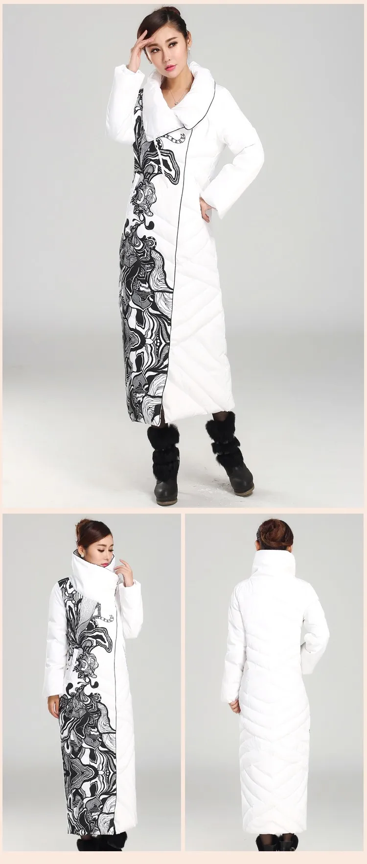 2019 Новая горячая Распродажа Для женщин зимние длинные теплые пальто утка вниз утолщаются с модным принтом плюс размерные куртки тонкий