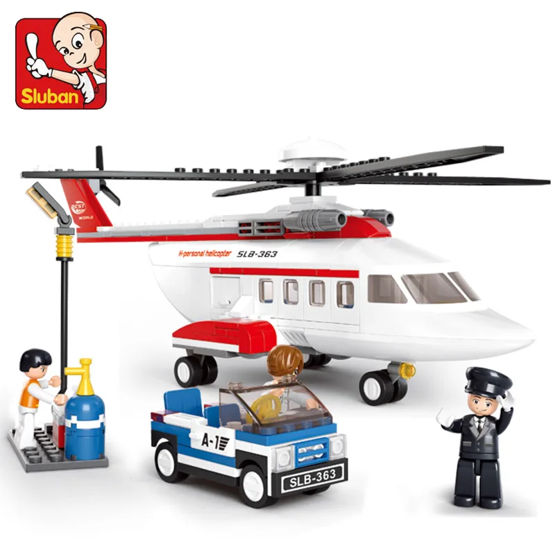 

Sluban 0363 Private Helicopter Model Blocks Aircrew Model Aircraft Building Block Set Construction DIY Bricks Gifts Toys
