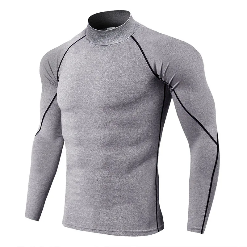 Thermo shirt high collar men's underwear sport termal tshirt long