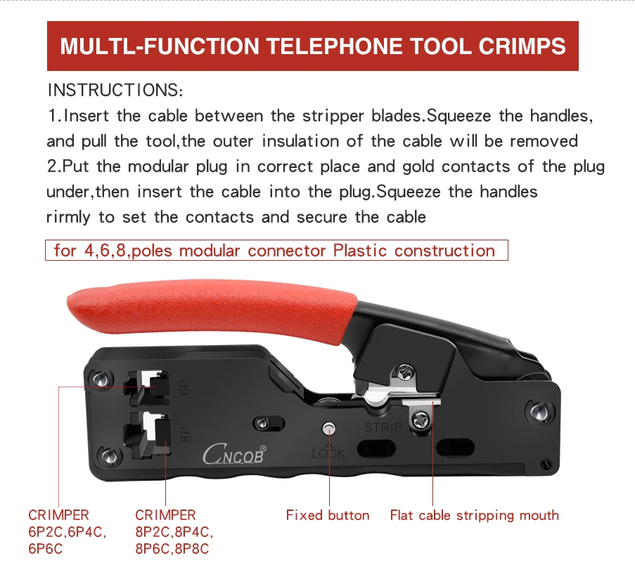Cncob кабель щипцы 8P8C/RJ45 6P6C/RJ12 6P4C/RJ11 сетевой кабель/телефонной линии обжимные клещи зачистки/обрезки