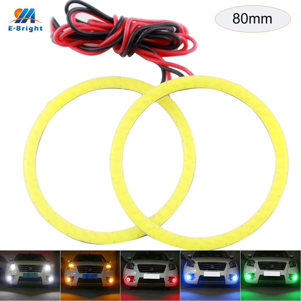 

YM E-Bright COB Angel Eyes 80MM 2Pieces(1pair) Auto Halo Rings 63 SMD COB 8cm Angel Eye Car Headlight Motorcycle White 12V
