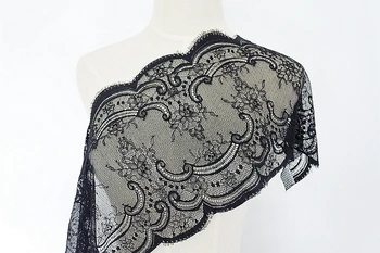 

LASUI New 3pieces/1lot Eyelash LACE Black lace fabric width25cm for dress decoration clothes accessory kicthen accessories
