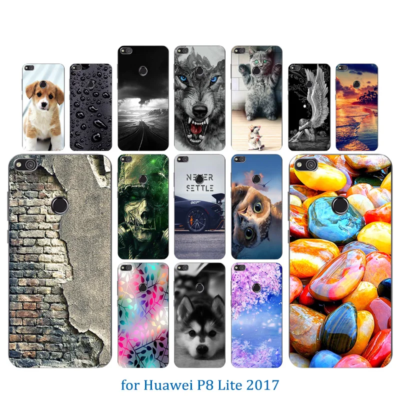 Soft TPU Phone Case for Huawei P8 Lite 2017 / Honor 8 P9 Nova GR3 Color Pattern Cover Capa |