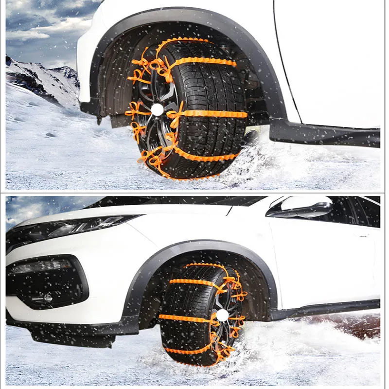 10PCS/Set Winter Anti-skid Snow Tire Chains Wheel Tyre 145-295mm Thickened Roadway Safety for Universal Car Saloon SUV Offroad