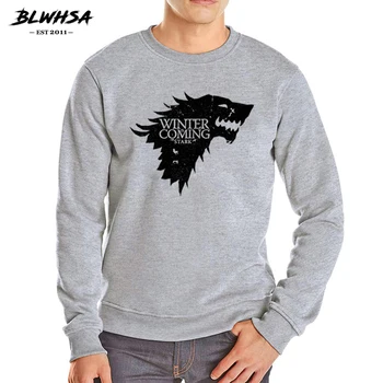 

BLWHSA Men Sweatshirts Game Of Thrones Printed Winter Is Coming Stark Blood Wolf Autumn And Winter Casual Fashion Men's Hoodie
