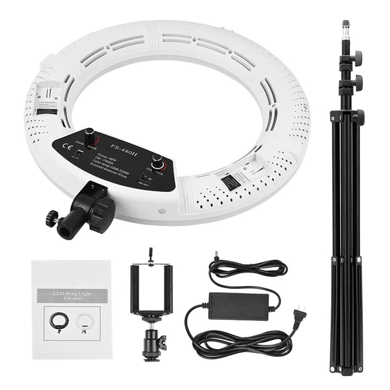 Tycipy 18 &quotкольцо света FS 480 Регулируемый 3200 К 5500 светодиодный Би цветной фотографии