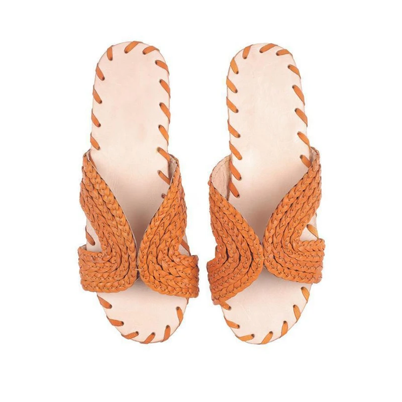 

SHUJIN 2019 Summer Flax Home Slippers Women 35-45 Large Size Slapping Beach Flip Flops Non-slip Unisex Family Slippers Indoors