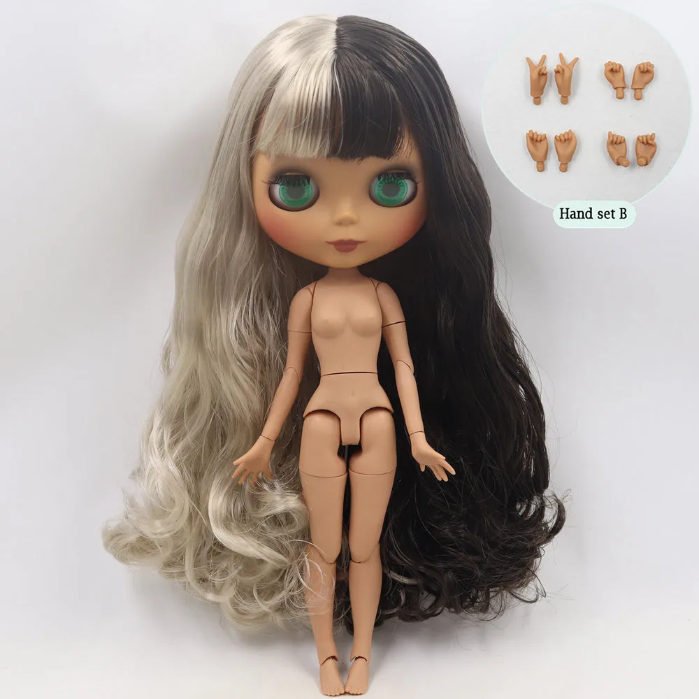 ICY Nude Blyth Кукла № BL950/8800 черный микс серебряные волосы суставы тела черная кожа матовое лицо 1/6 BJD - Цвет: like the picture