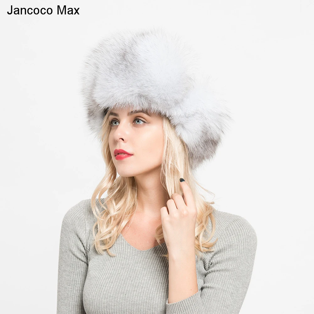 Jancoco Max, шапки-бомберы из натурального Лисьего меха, зимние толстые теплые шапки, Женские ушанки, Непродуваемые шапки S7147