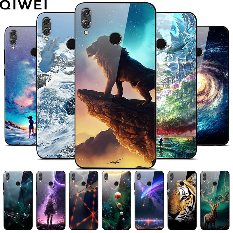 

For Huawei Honor 8X Case Cover 6.5'' Silicone Bumper Coque Hard PC Glass Back Cover on Honor8X 8 X Tempered Glass Phone Cases