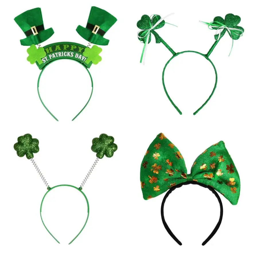 Irish St Patricks Day Headband Green Leprechaun hairband Shamrock Buckle Fancy Dress Carnival Christmas party favor gift