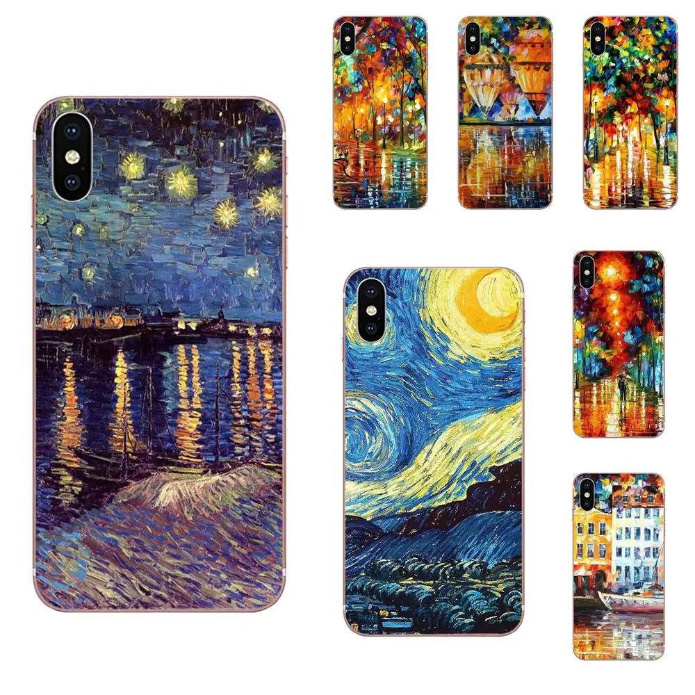 

Soft TPU Mobile Phone Cases For Apple iPhone X XS Max XR 4 4S 5 5C 5S SE 6 6S 7 8 Plus Van Gogh Starry Night Oil Painting