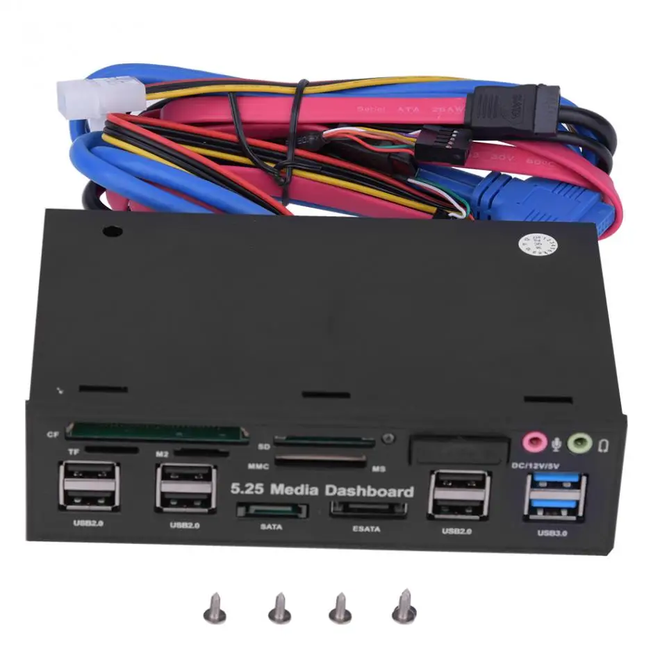 5.25inch Media Dashboard Front Panel USB3.0/2.0 HUB eSATA SATA Audio