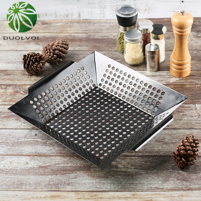 Outdoor Grill Plate BBQ Baking Tray Stainless Steel Barbecue Pans Non stick Vegetable Barbecue