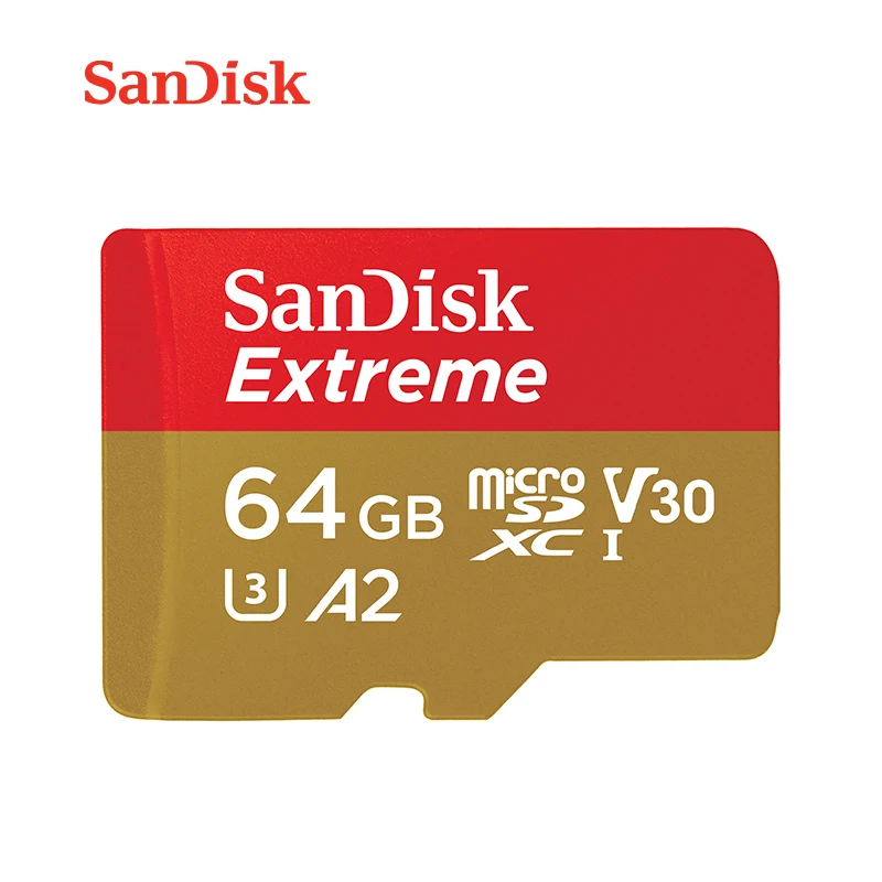 Sandisk Extreme Micro SD карта U3 V30 A2 64 Гб 128 ГБ 256 32 A1 флэш память TF с адаптером для спортивных