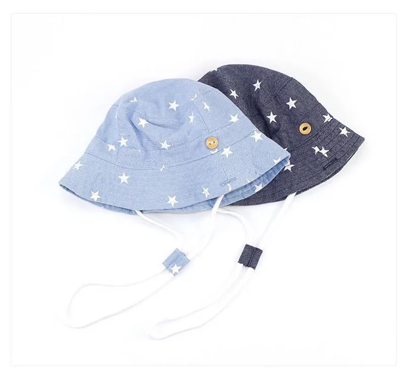 Мягкая хлопковая летняя детская Солнцезащитная шляпа для маленьких мальчиков и девочек, шляпа-ведро со звездой, джинсовая хлопковая детская джинсовая хлопковая кепка для трактора
