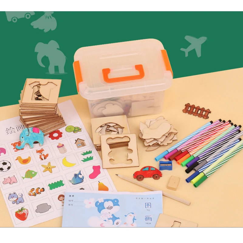 Logwood Juego de juguetes de madera para dibujar, tablero escolar de  pintura, aprendizaje educativo para colorear, tablero para colorear, 100  Uds.|Juguetes para dibujar| - AliExpress