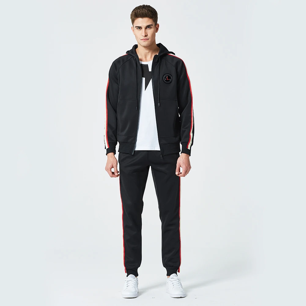 BROWON Men Tracksuits Solid Sportswear Spring Autumn Men's Jacket+ Pants Tracksuit Male Sweatshirt Casual 2 Piece Set