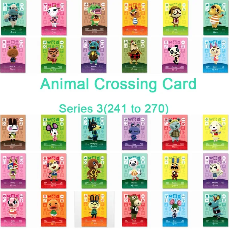 Animal Crossing Card Amiibo Card Work для NS Games Series 3(от 241 до 270