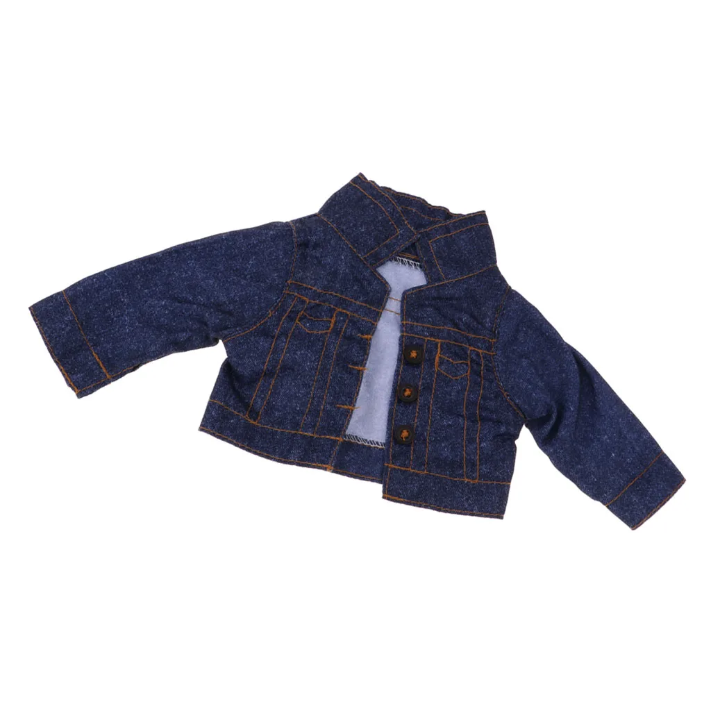 Fashion Doll Garment Denim Jacket Coat For 16 inch Salon Doll Outfit Accessory