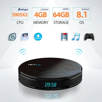 

HK1 Plus Android 8.1 Smart TVBox Amlogic S905X2 4G 64G LPDDR4 4K 2.4G/5GHz Wifi Android Box Media Player4K Youtube Google Player