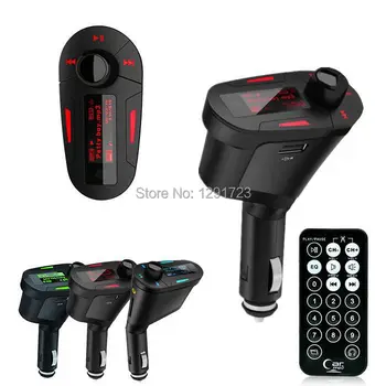 

Hot Promotion!! Red LCD Car MP3 Player Wireless FM Transmitter Modulator USB SD MMC+Fuse+ Remote Control Car Kit Audio Player