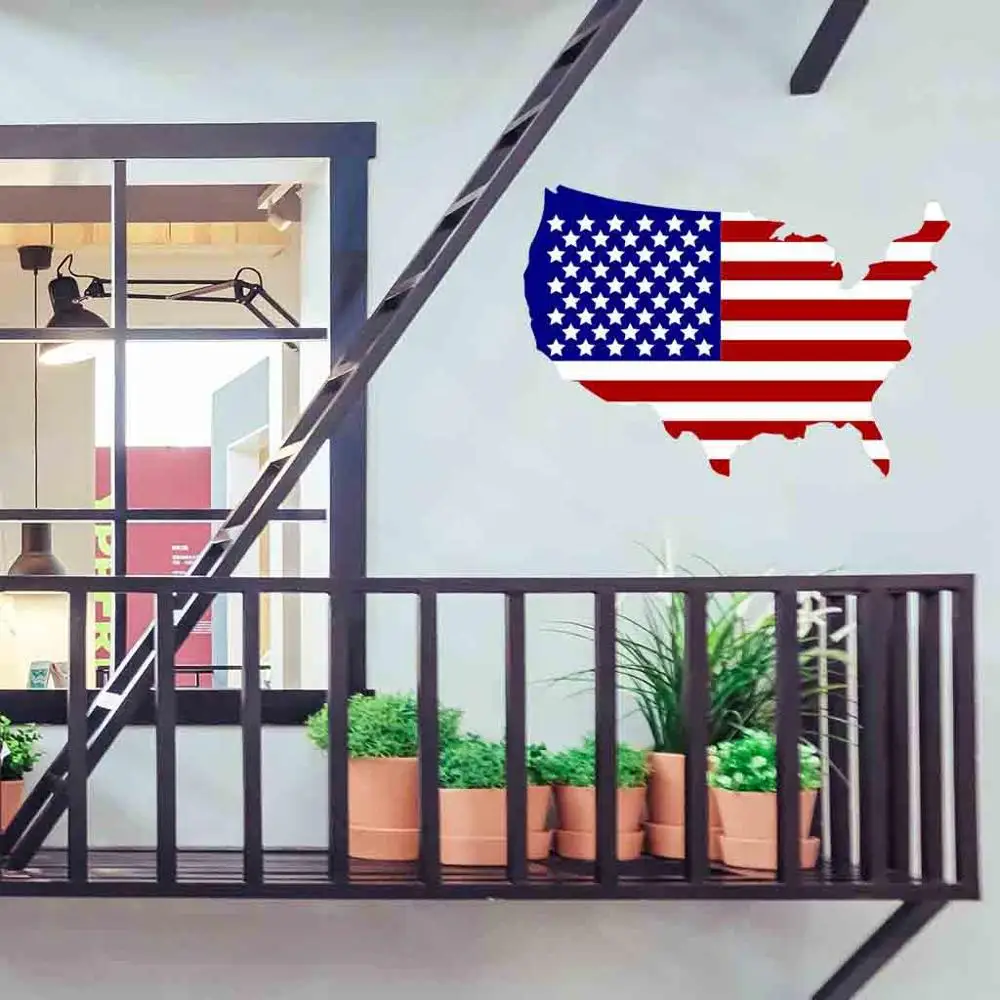 День Независимости 4 июля виниловые DIY настенные стикеры США карта благодарения
