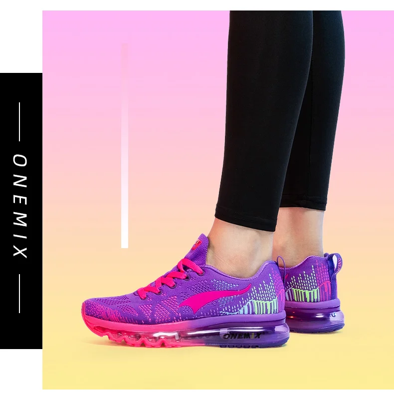ONEMIX Для женщин, кроссовки с воздушной подушкой светильник обувь для ходьбы и бега; беговые кроссовки; обувь тренажерный зал на открытом воздухе привод розовые спортивные кроссовки
