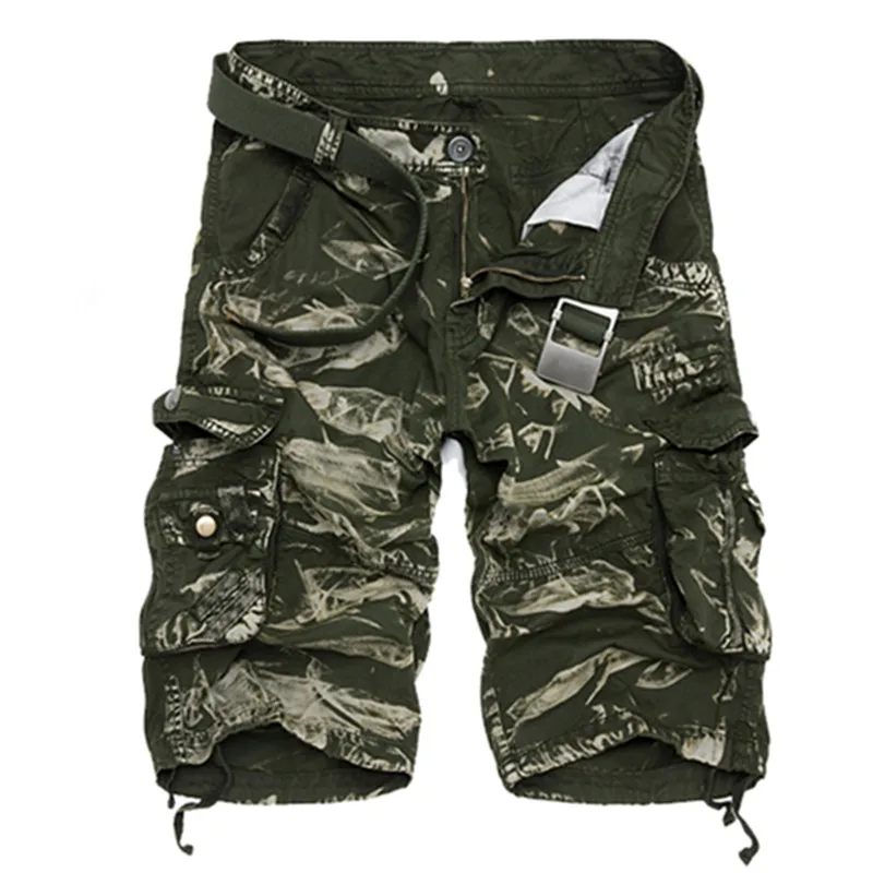 Green camo Мужские шорты Карго, крутые, камуфляжные, летние,, хлопковые, повседневные, мужские, короткие штаны, удобная брендовая одежда, камуфляжные, мужские шорты Карго - Цвет: Green camo