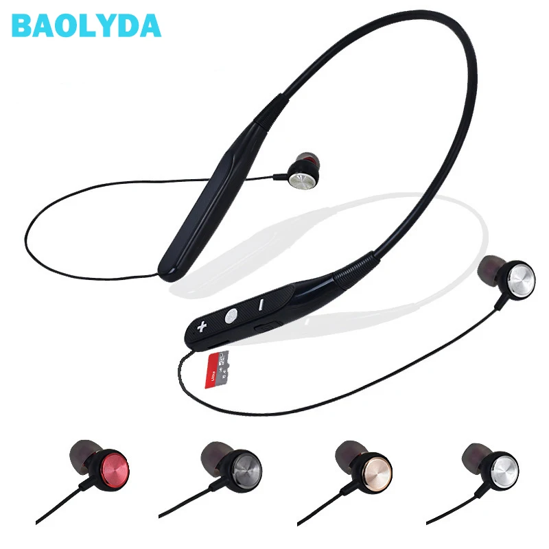 

Baolyda Wireless Bluetooth Headphones 10h Battery Life Outdoor Sport Light Neckband Headset Stereo Earphone with MIC Support TF