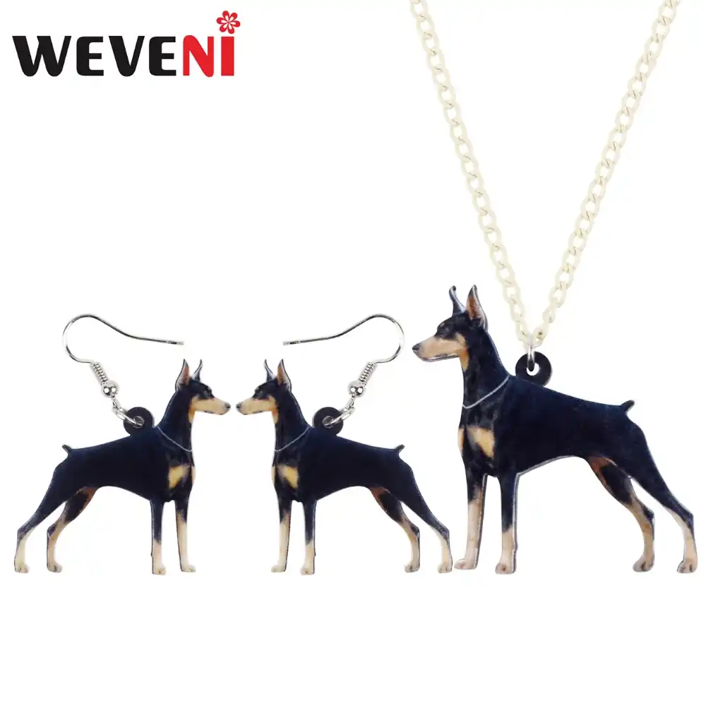 Weveni アクリルエレガントなドーベルマンピンシャー犬イヤリングネックレス襟動物女性女の子ペット愛好家のギフトチャーム Jewelry Sets Aliexpress Weveni アクリルエレガントなドーベルマンピンシャー犬イヤリングネックレス襟動物女性女の子ペット愛好家のギフトチャーム Jewelry Sets Aliexpress