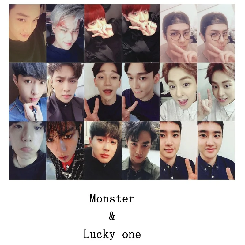 

KPOP EXO EX'ACT MONSTER LUCKY ONE Album Photo Card Hip Hop Self Made Paper Cards Autograph Photocard XK314