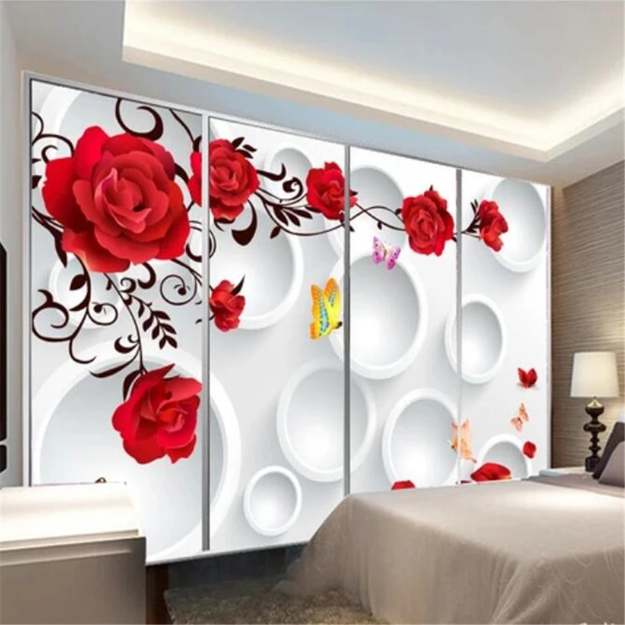 beibehang Custom wallpaper 3D mural circle rose romantic love background wall living room bedroom wall papers home decor mural