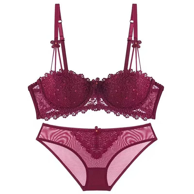 Deruilady Elegant Lace Bra Set Underwire Ultra-thin Hollow Out Bra Panties Set Breathable Sexy Lingerie Underwear Women Bra Set Deruilady Elegant Lace Bra Set Underwire Ultra-thin Hollow Out Bra Panties Set Breathable Sexy Lingerie Underwear Women Bra Set