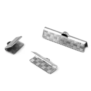 

40pcs (No Fade)Stainless Steel Fastener Clasps Fitting Flat Leather Cord Silver Tone End Caps Clip Clasps Jewelry Making Finding