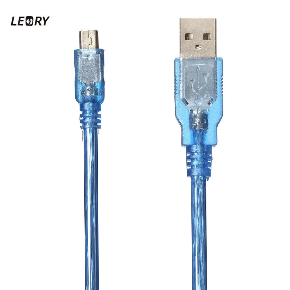 

Leory USB 2.0 To Mini USB Cable 1FT/30CM Male To Male Data Sync Charger Cable For MP3 MP4 Camera Clear Blue