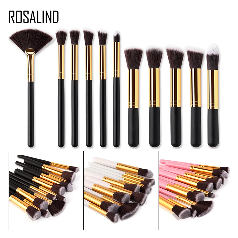 

ROSALIND 11PCS eye lips face Make up Brush Set Lip Eyeliner Brush professional Brush for Foundation Powder make up Brushes