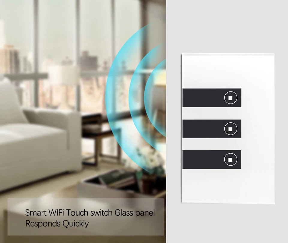 США 1 2 3 4 банда WiFi умный настенный сенсорный светильник переключатель беспроводной дистанционный светильник умный дом контроллер работа с Alexa Google Home Tuya
