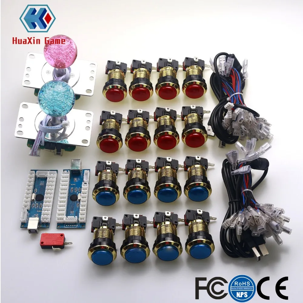  2 Player Arcade DIY Kit USB Encoder to PC 5V LED Joystick + Gilded LED Lamp Lights Push Buttons for - 32907758627