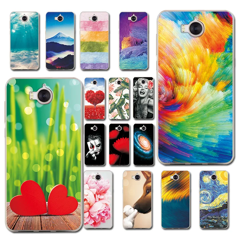 

Flowers Painted Phone Case For Huawei Y6 2017 Soft TPU Back Cover For HuaweiY6 2017 Novelty Case Capa MYA-L11 MYA-L41 Y62017