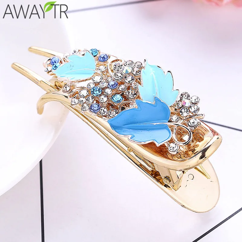 

Hair Clip For Women Flower Hair Clips Rhinestone Hair Claw Leaf Design Alloy Crystal Claw For Women Wedding Hair Accessories