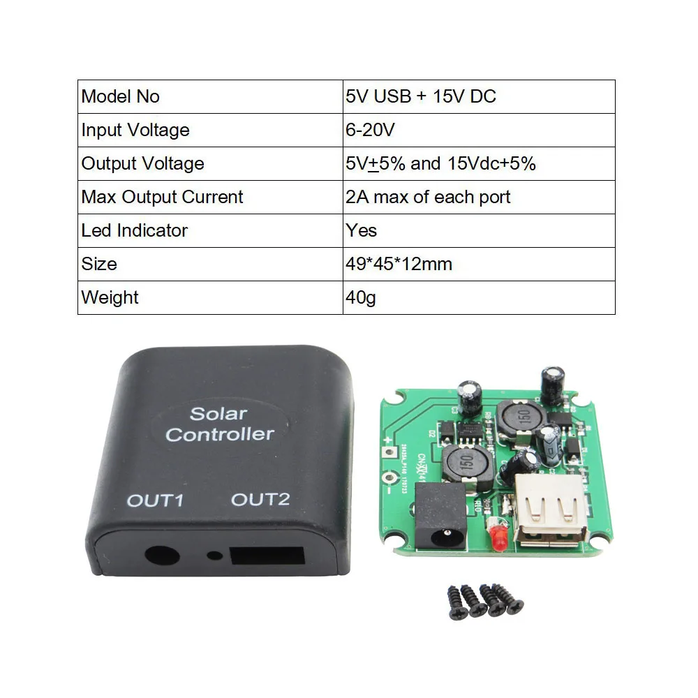 USB Напряжение Контроллер заряда 5V 2A 9/12/15/18V DC солнечные панели зарядных устройств для мобильных телефонов регулятор постоянного тока в переменный преобразователь постоянного тока