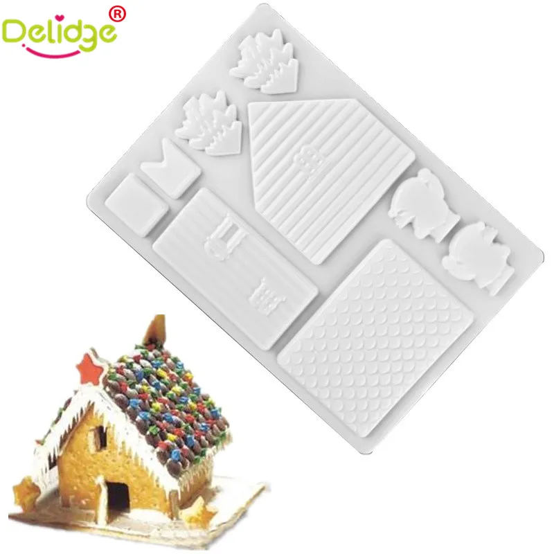 

Delidge 1 pc Christmas House Chocolate Mold Plastic DIY House Shape Cake Decoration Mold Christmas Gingerbread House Mold