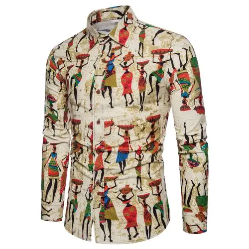 Мужские Весенние новые модные рубашки с принтом размера плюс 5XL одежда повседневные деловые Гавайские рубашки с длинным рукавом и отворотом - Цвет: CS55