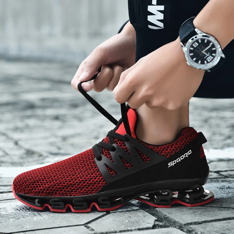 Очень популярная мужская обувь для бега, дышащие мужские кроссовки, обувь для прыжков, спортивная обувь для бега, ходьбы, спортивная обувь - Цвет: TK10-red