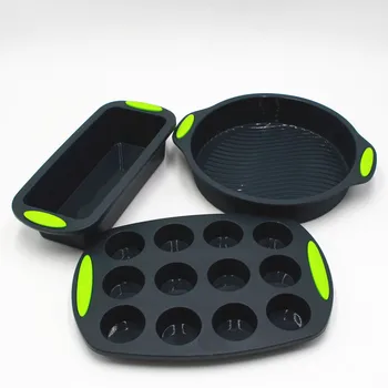 

3 Pieces Silicone Bakeware Set Kitchen Toast Bread Cake Molds Silicone Cupcake Liners Egg Muffin Cups Non Stick Donut Baking