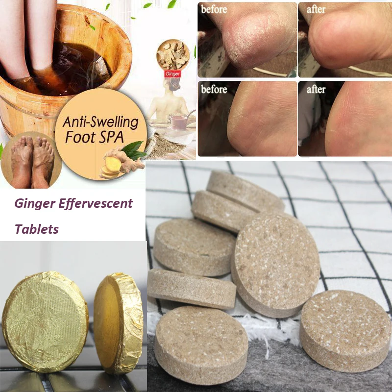 

10pcs Anti-Swelling Foot SPA Ginger Foot Soaking Massage Effervescent Tablets Treatment for Foot Swelling Edema Ankle And Pain